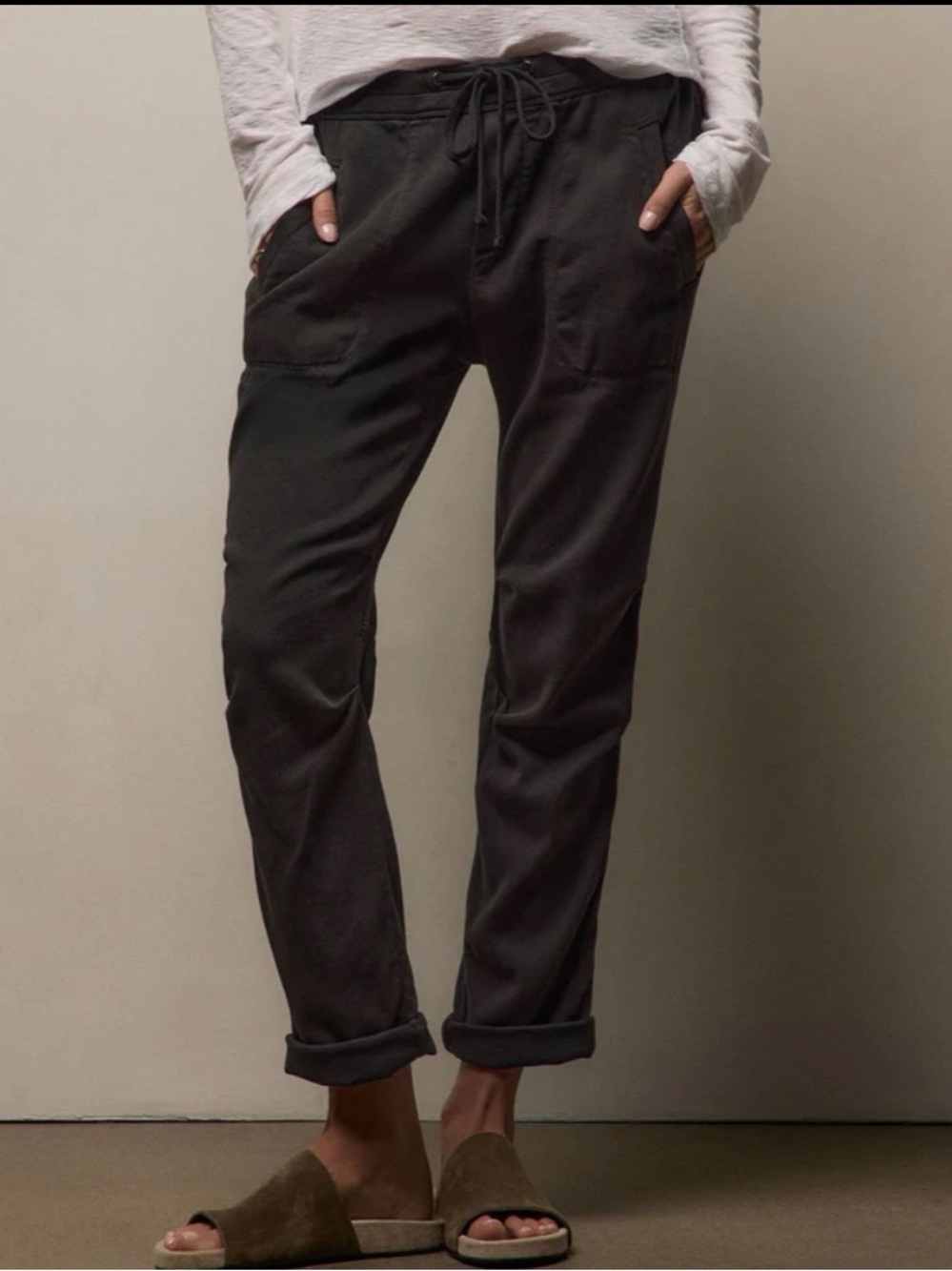 James Perse Soft Drape Pant Carbon Pigment 4 XL | Italian Cotton Modal